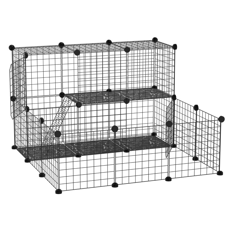 Enclos pour petits animaux parc pour chiot clôture pour animaux domestiques  modulable DIY105 x 105 x 70 cm noir